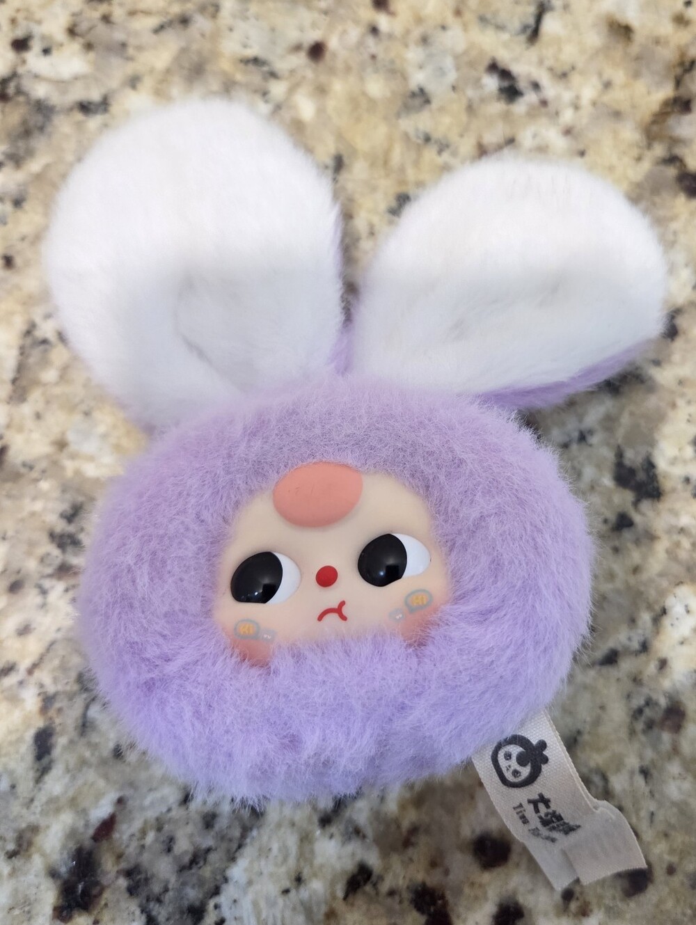 Baby Three Petit Macaron Cute Bunny Head Plush Pendant Lavender Purple Bag Charm